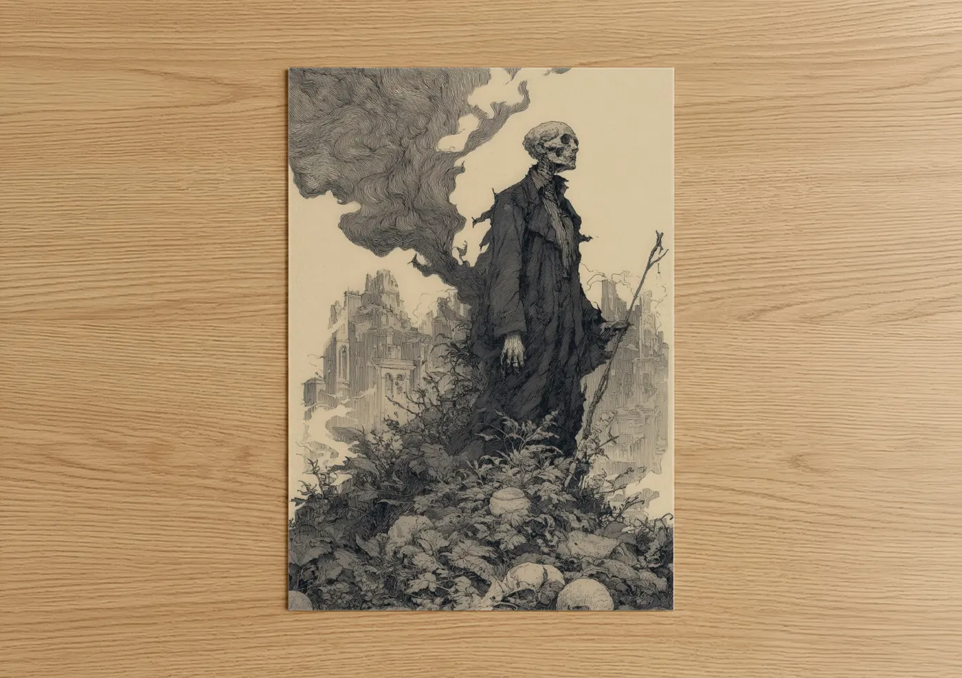 Skeletal Sentinel Gothic Zombie Wall Art