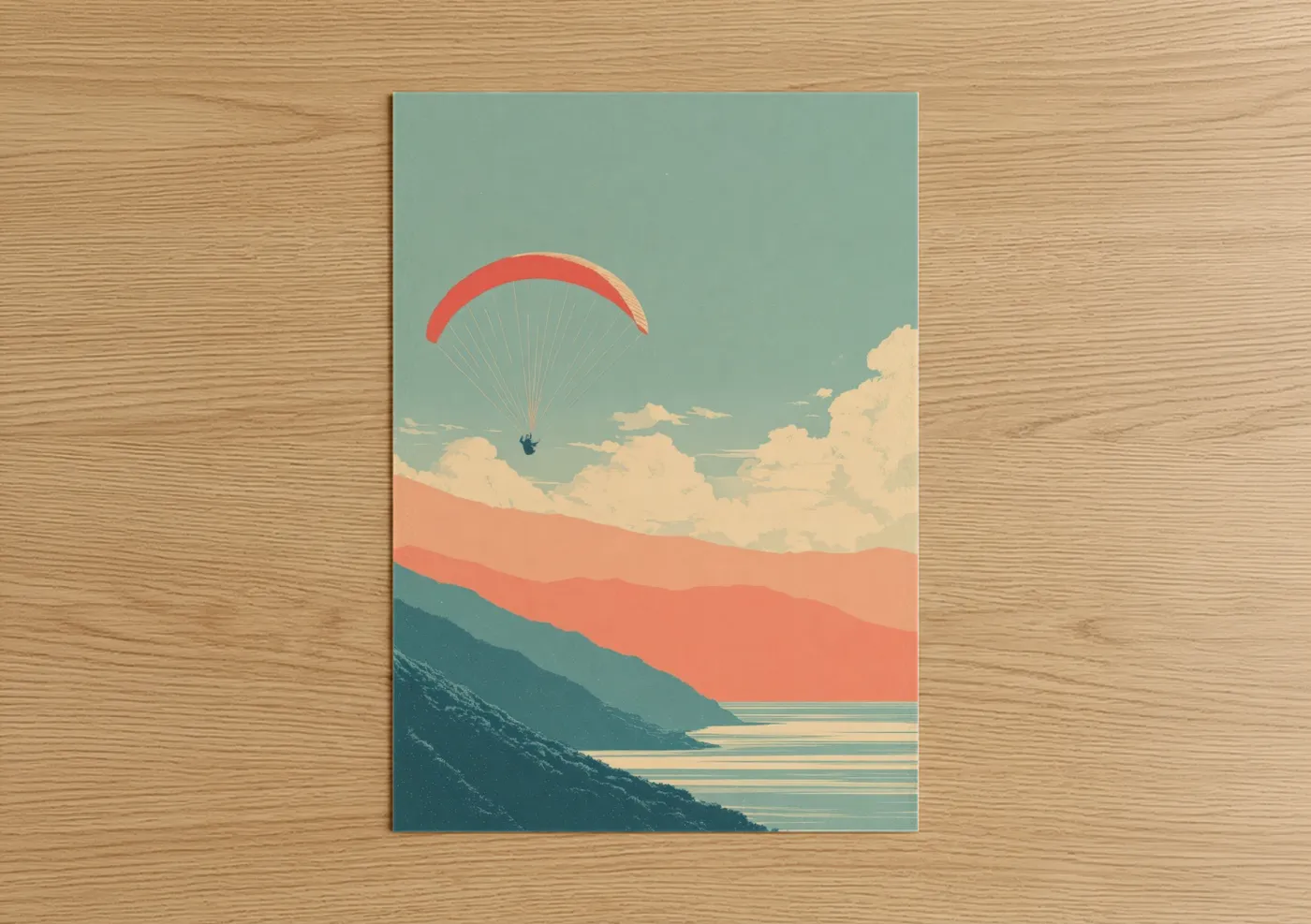 Crimson Paraglider Mountain Landscape Wall Art