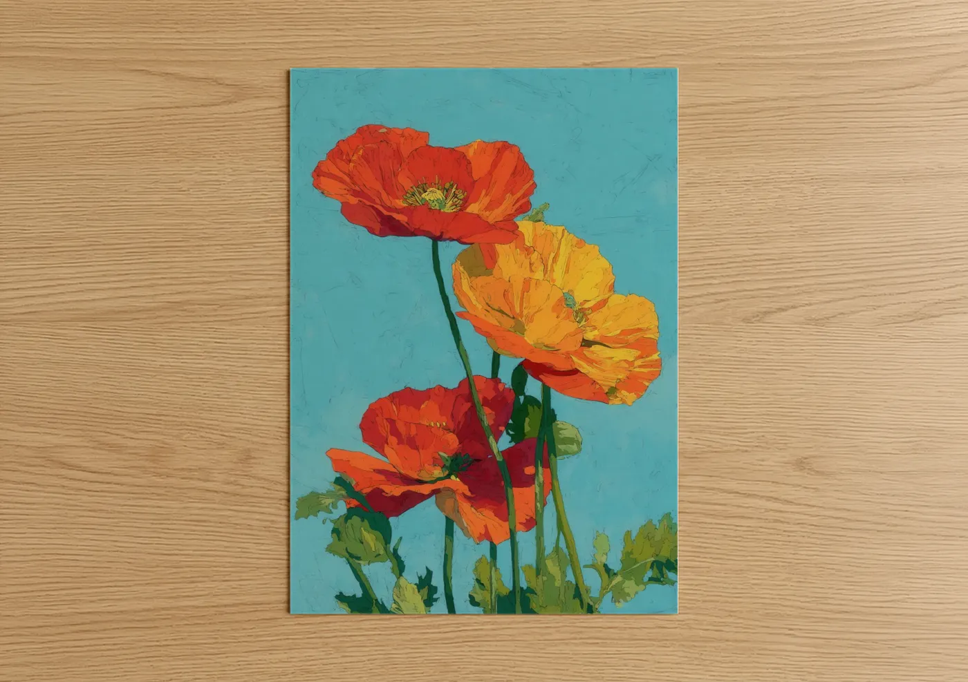 Vibrant Red and Yellow Poppies Painting Wall Art