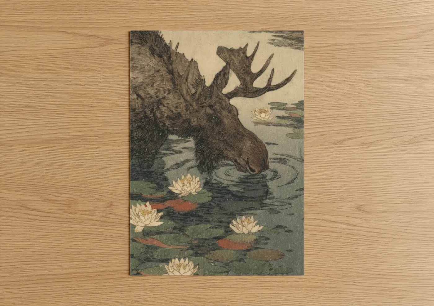 Moose Pond Lotus Watercolor Wall Art