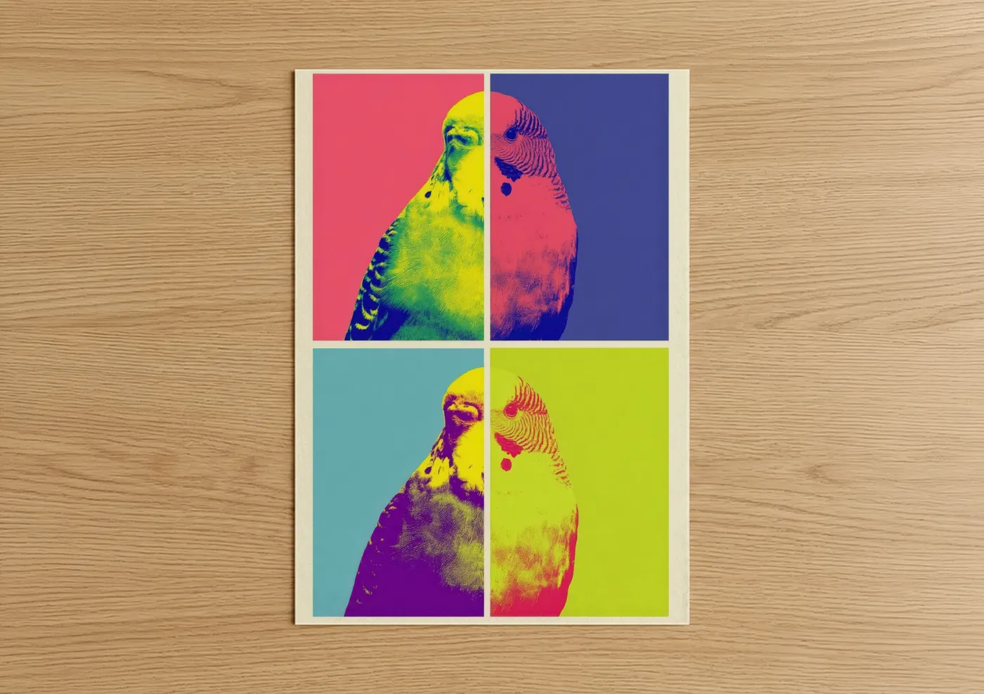 Vibrant Budgie Pop Art Parakeet Print Wall Art