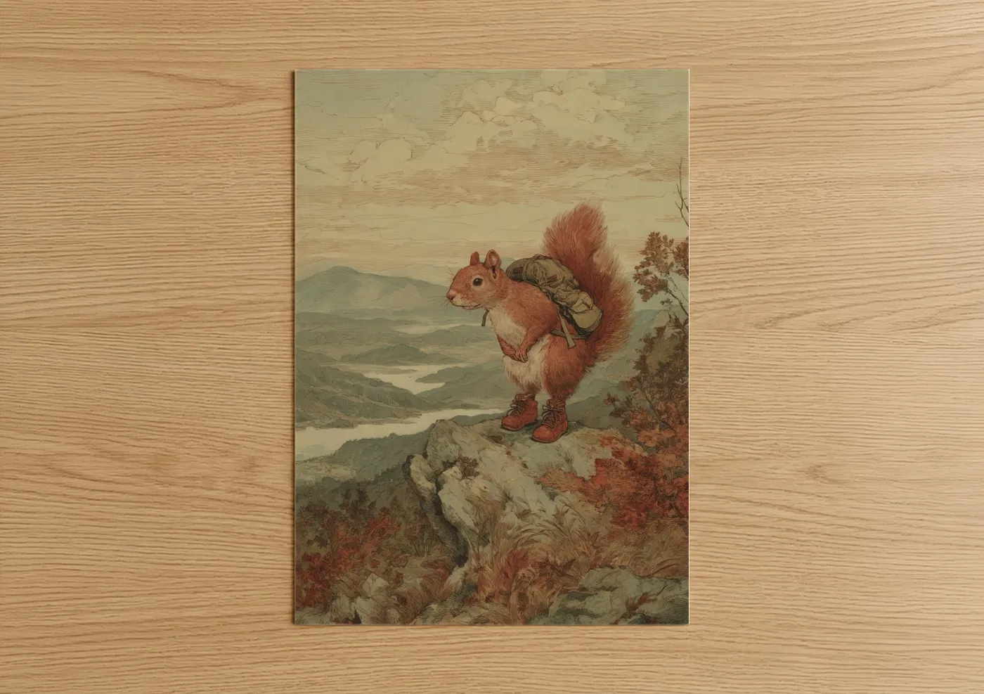 Adventure Squirrel Mountain Landscape Wall Art
