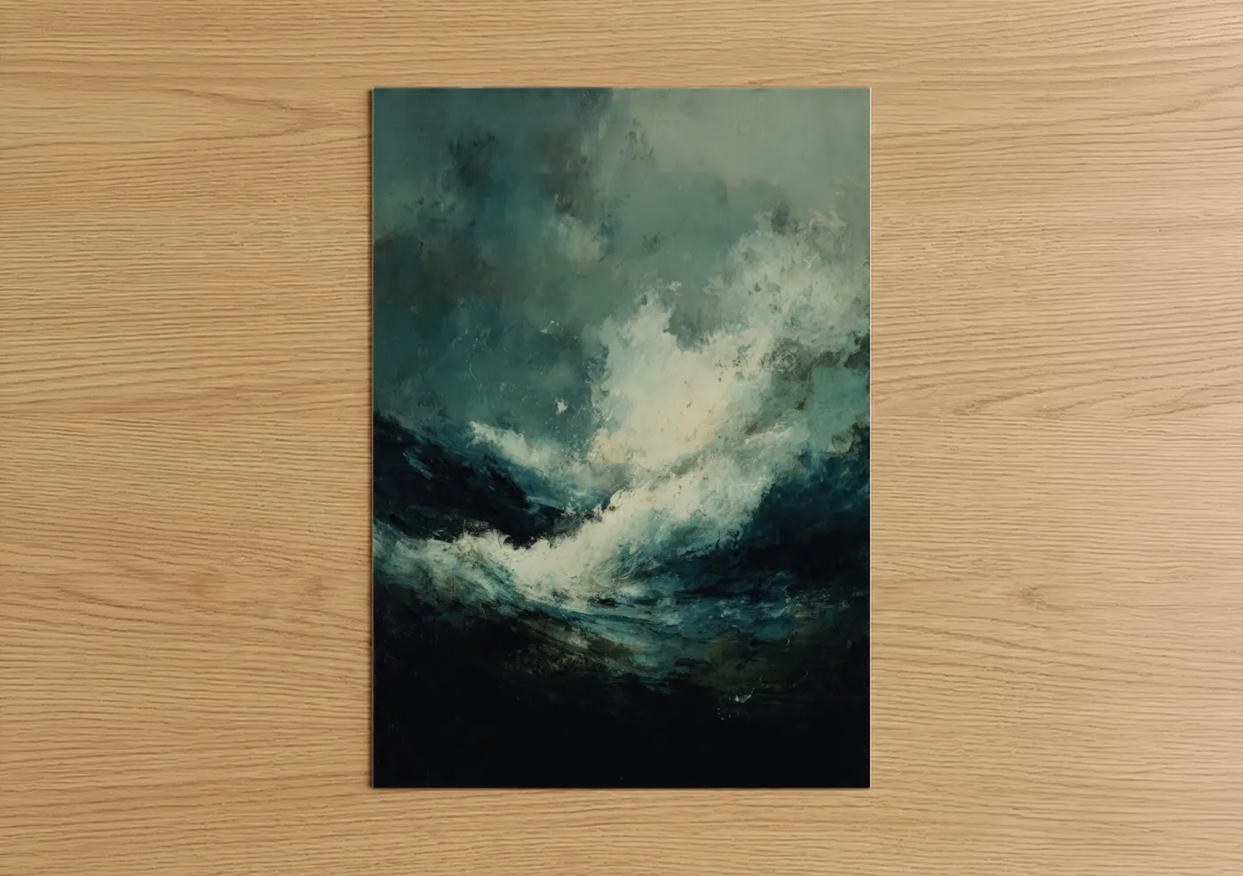 Stormy Ocean Waves Abstract Seascape Wall Art