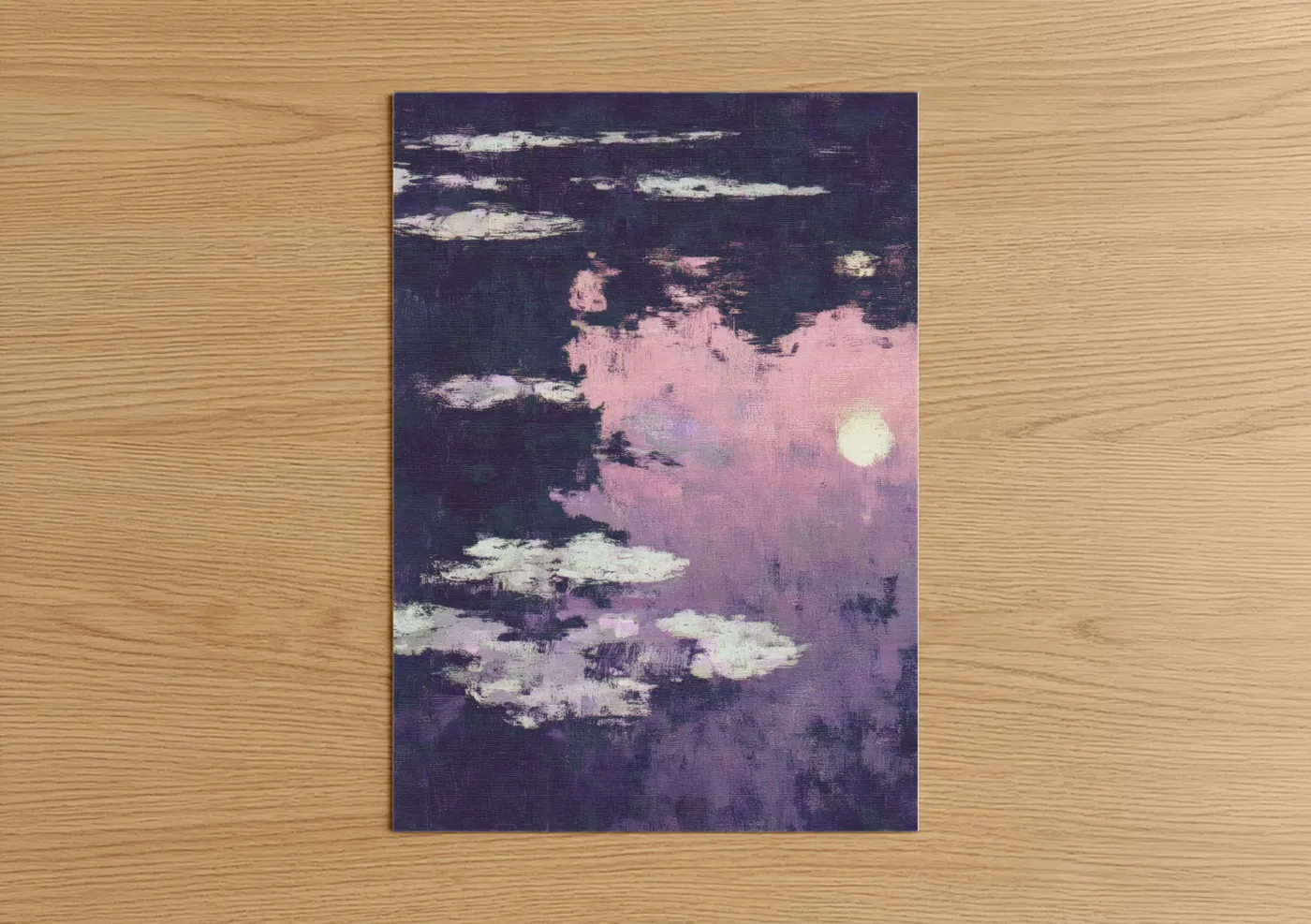Twilight Moon with Clouds Abstract Wall Art