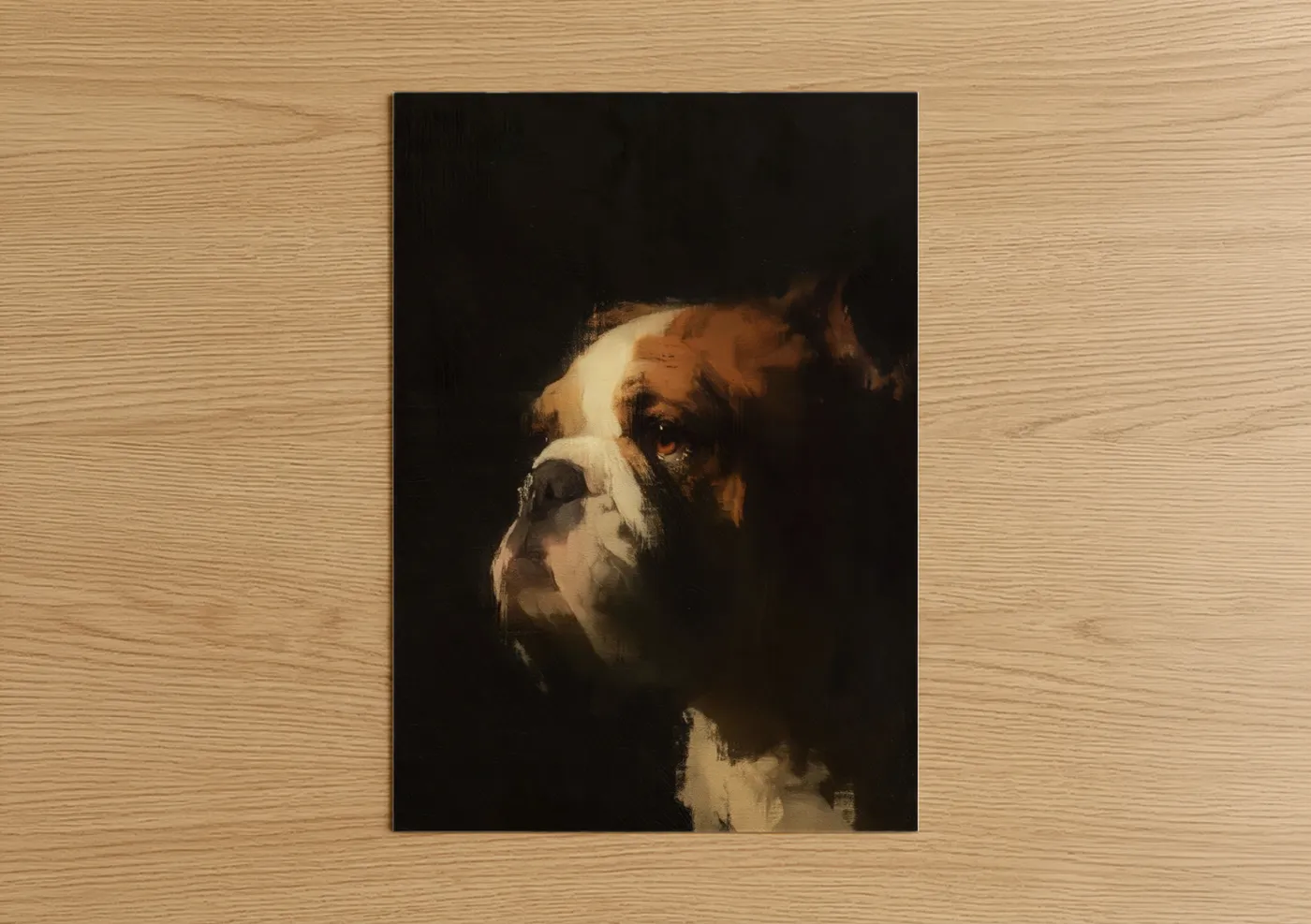 Contemplative Bulldog Portrait Dark Wall Art