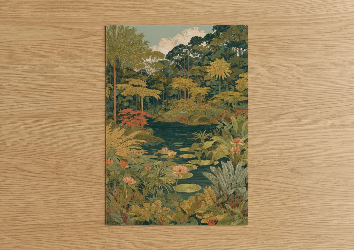 Tropical Lake Paradise Botanical Wall Art