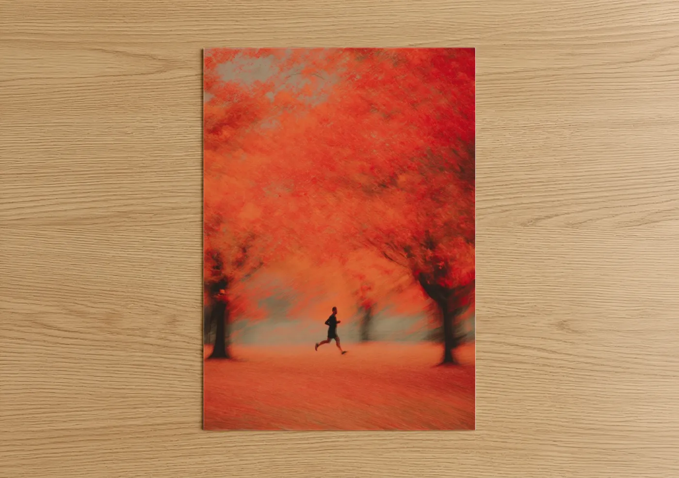 Runner in Red Forest Motion Art Wall Art