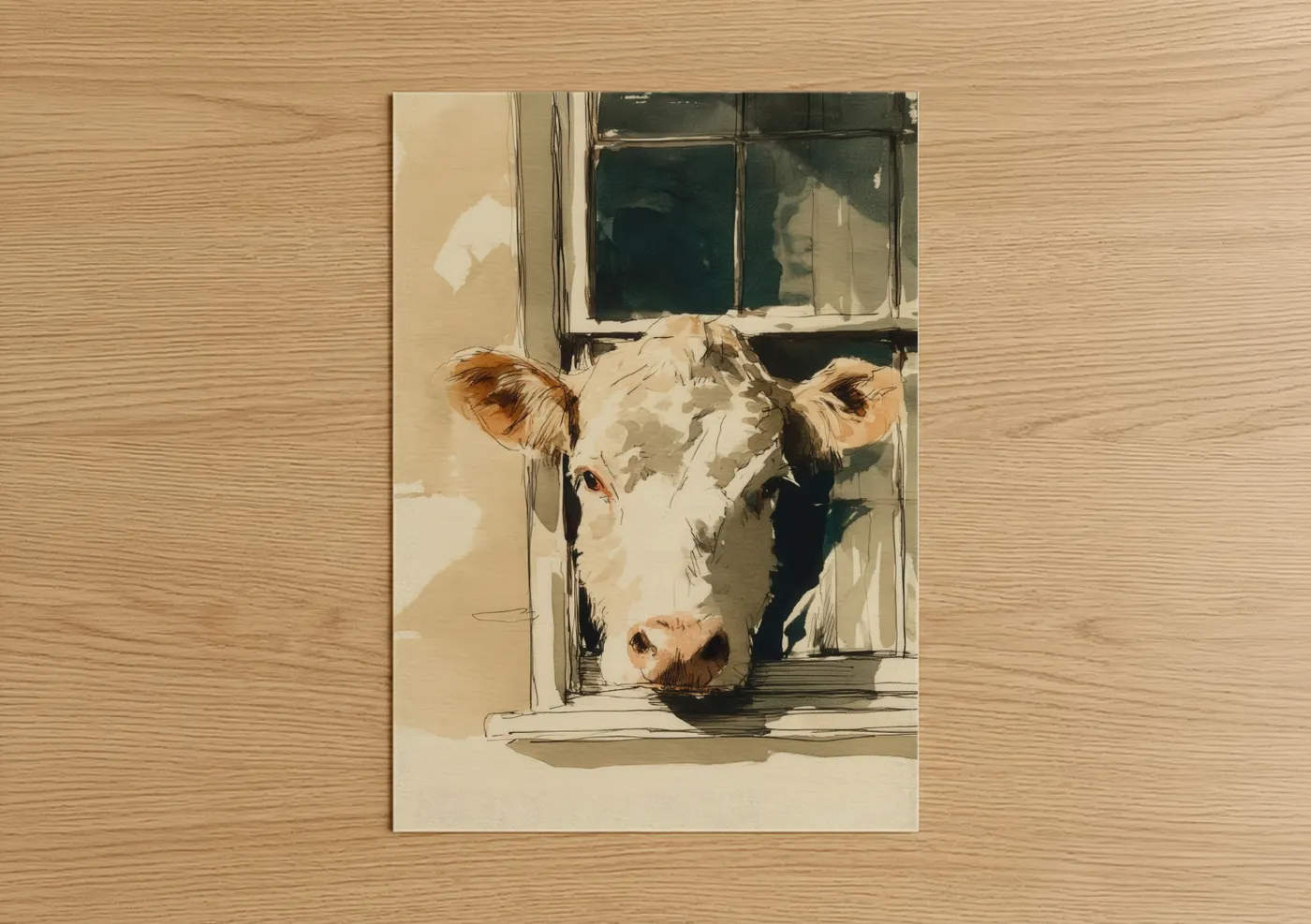 Curious Cow at Window Farm Animal Wall Art