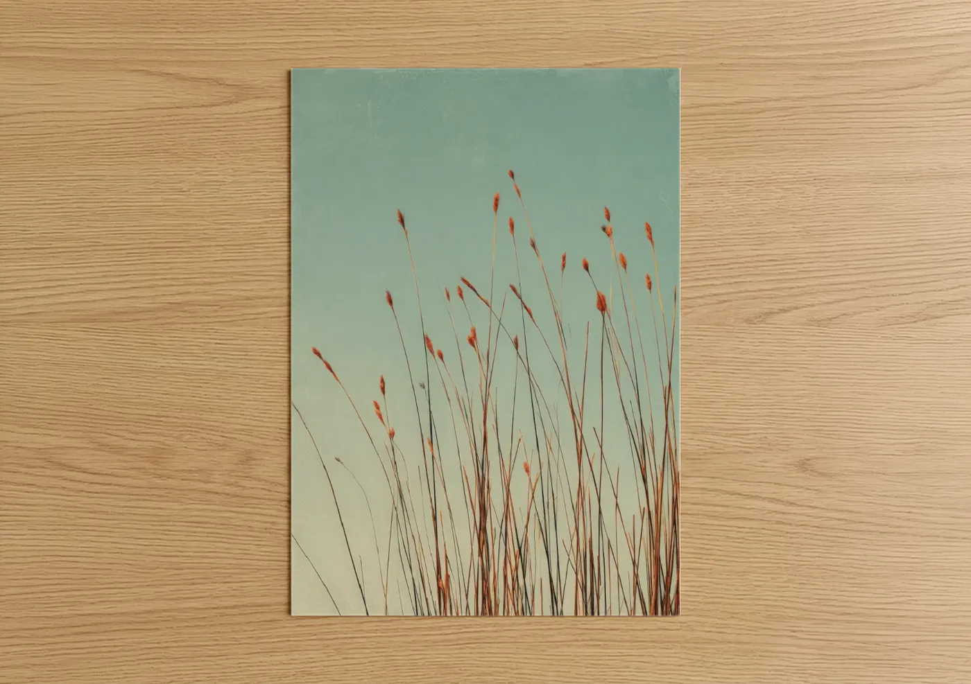 Crimson Grass Dream Soft Sky Wall Art