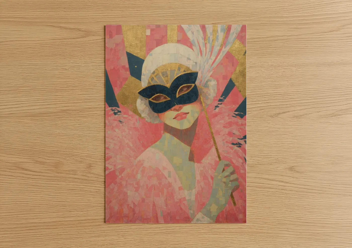 Elegant Masked Reveler Mardi Gras Art Wall Art