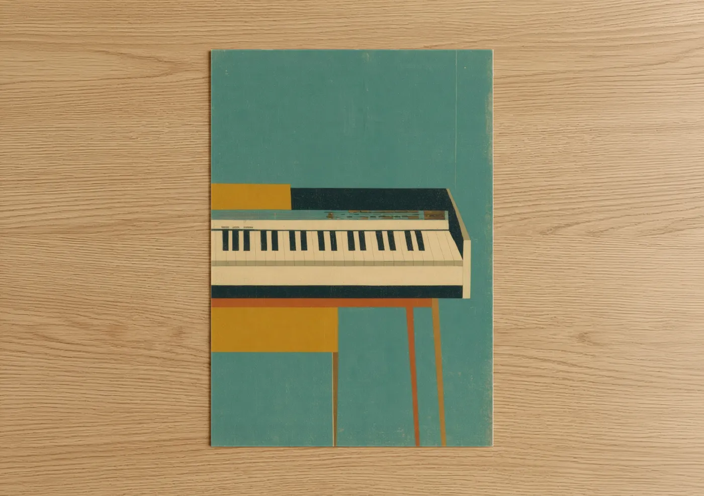 Retro Keyboard Vintage Music Illustration Wall Art