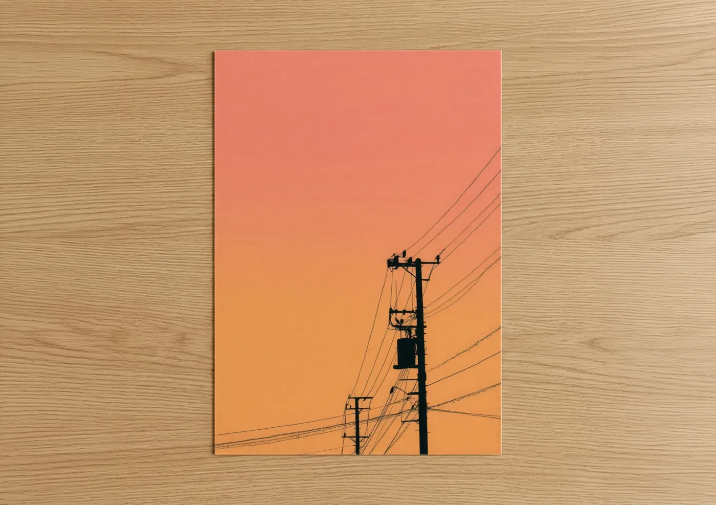 Sunset Power Lines Industrial Photography Wall Art