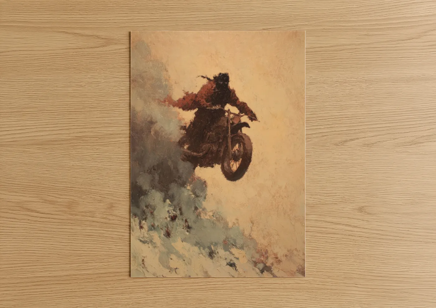 Vintage Motorcycle Desert Action Wall Art