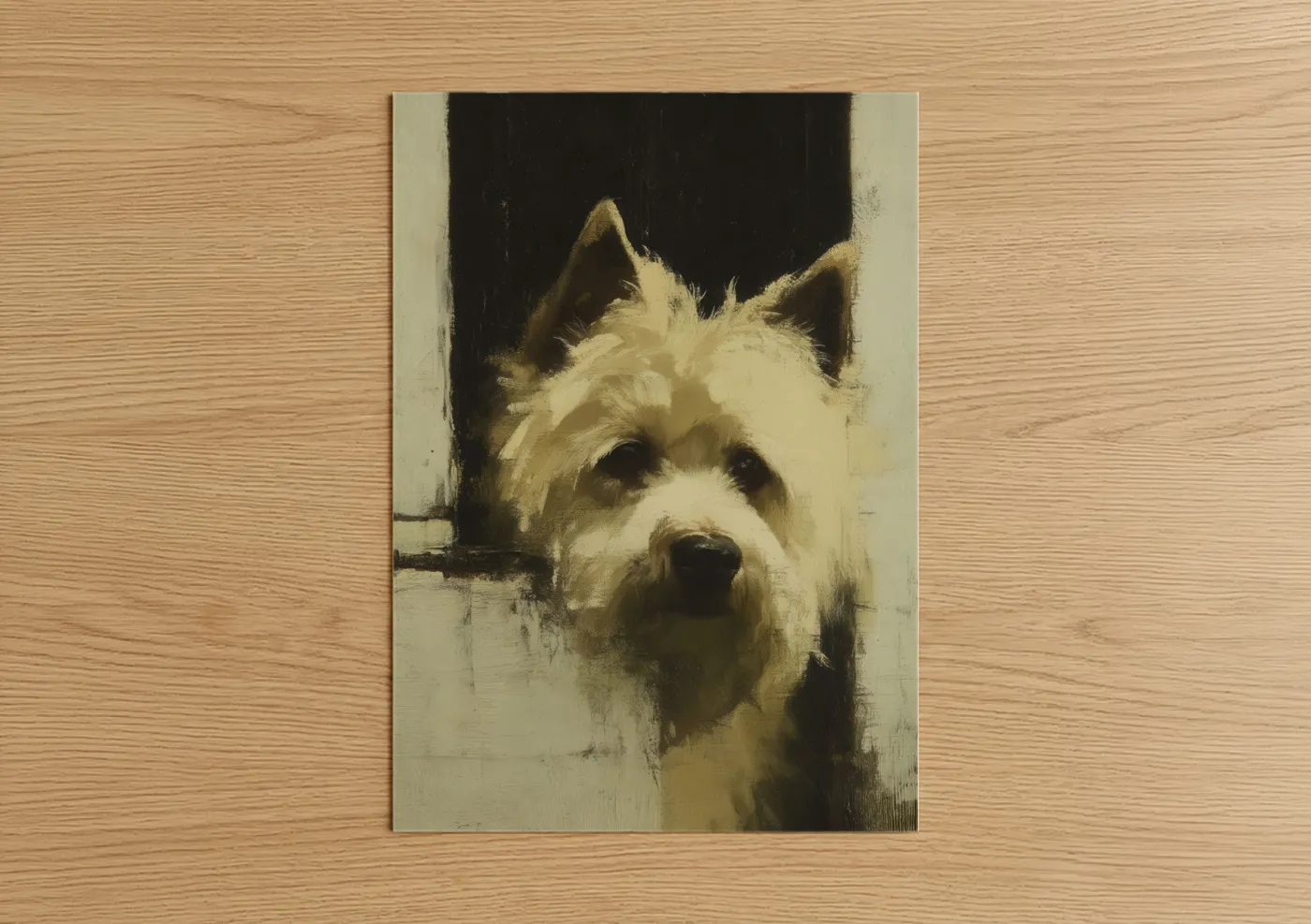 Cream Terrier Portrait Oil Painting Wall Art