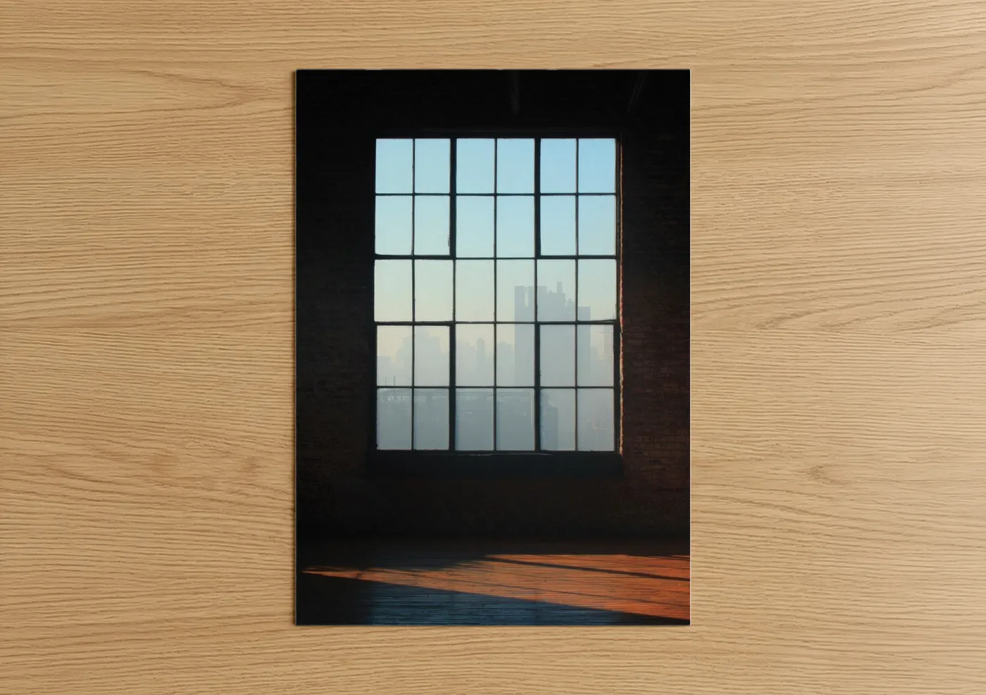 Urban Skyline View Through Industrial Window Wall Art