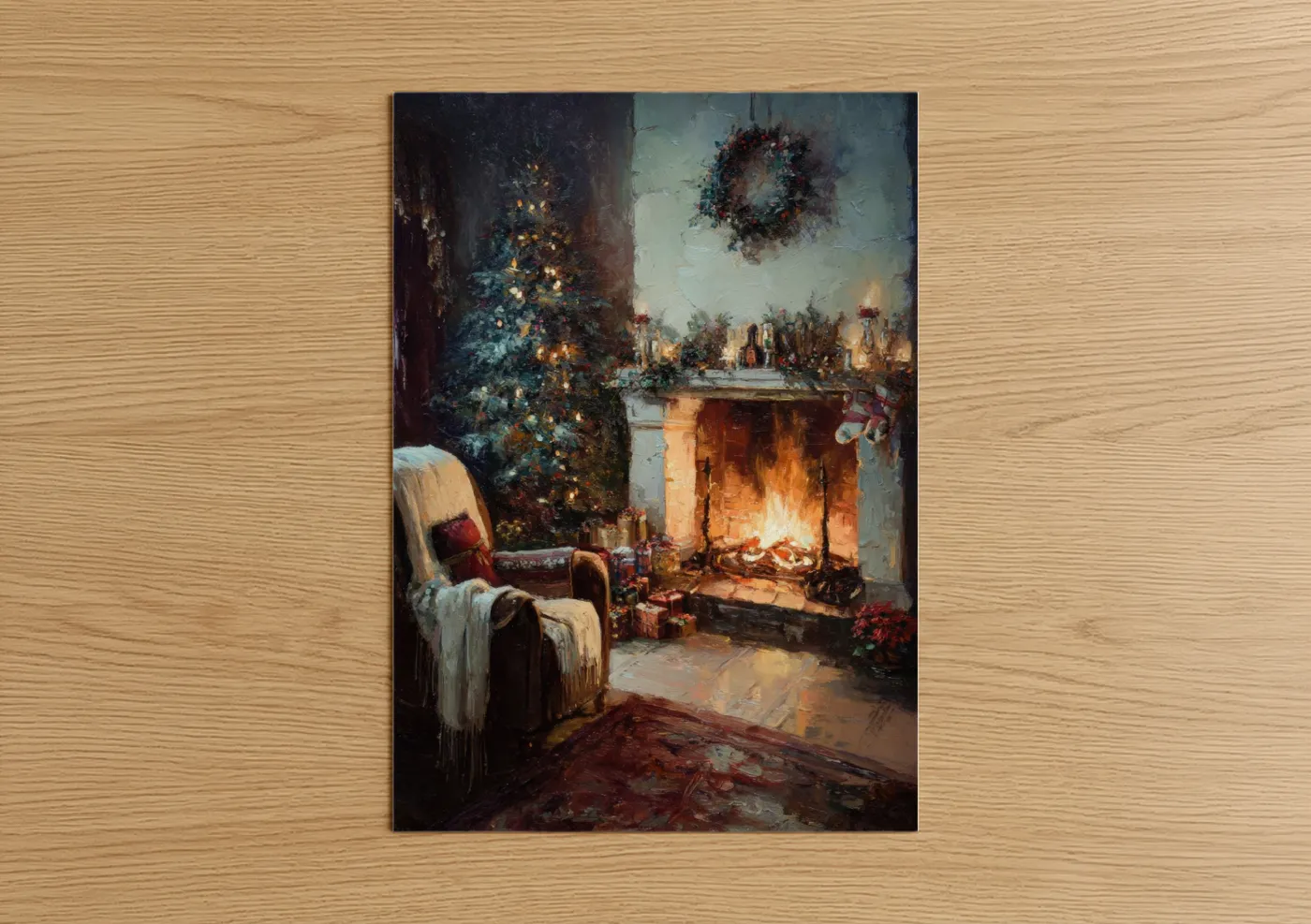 Christmas Fireplace Holiday Decor Wall Art