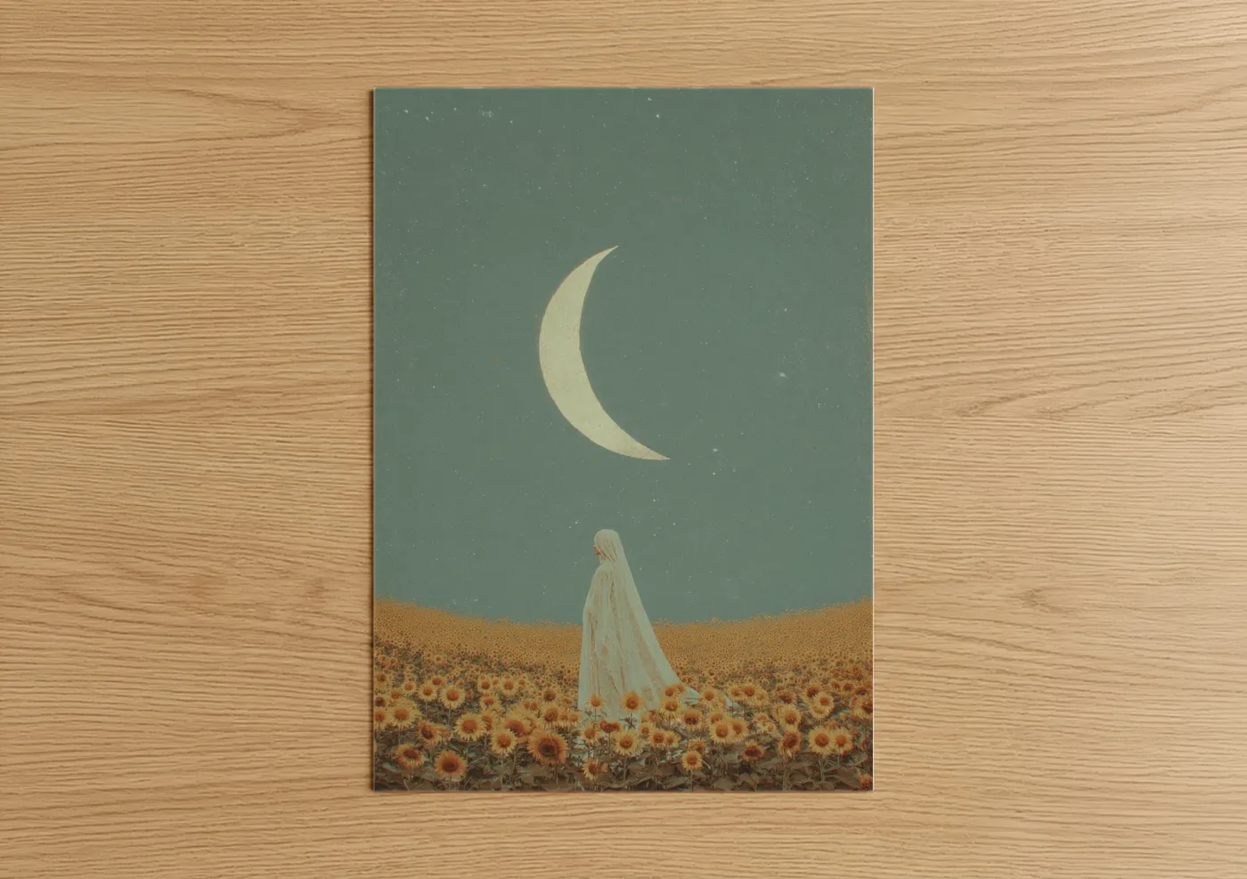 Virgo Zodiac Moonlight Sunflower Field Wall Art