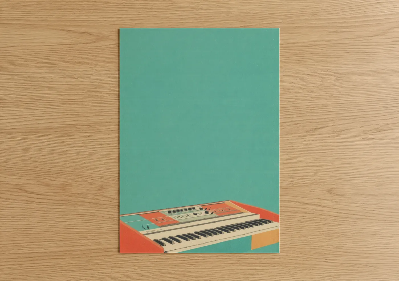 Vintage Synthesizer Retro Music Illustration Wall Art