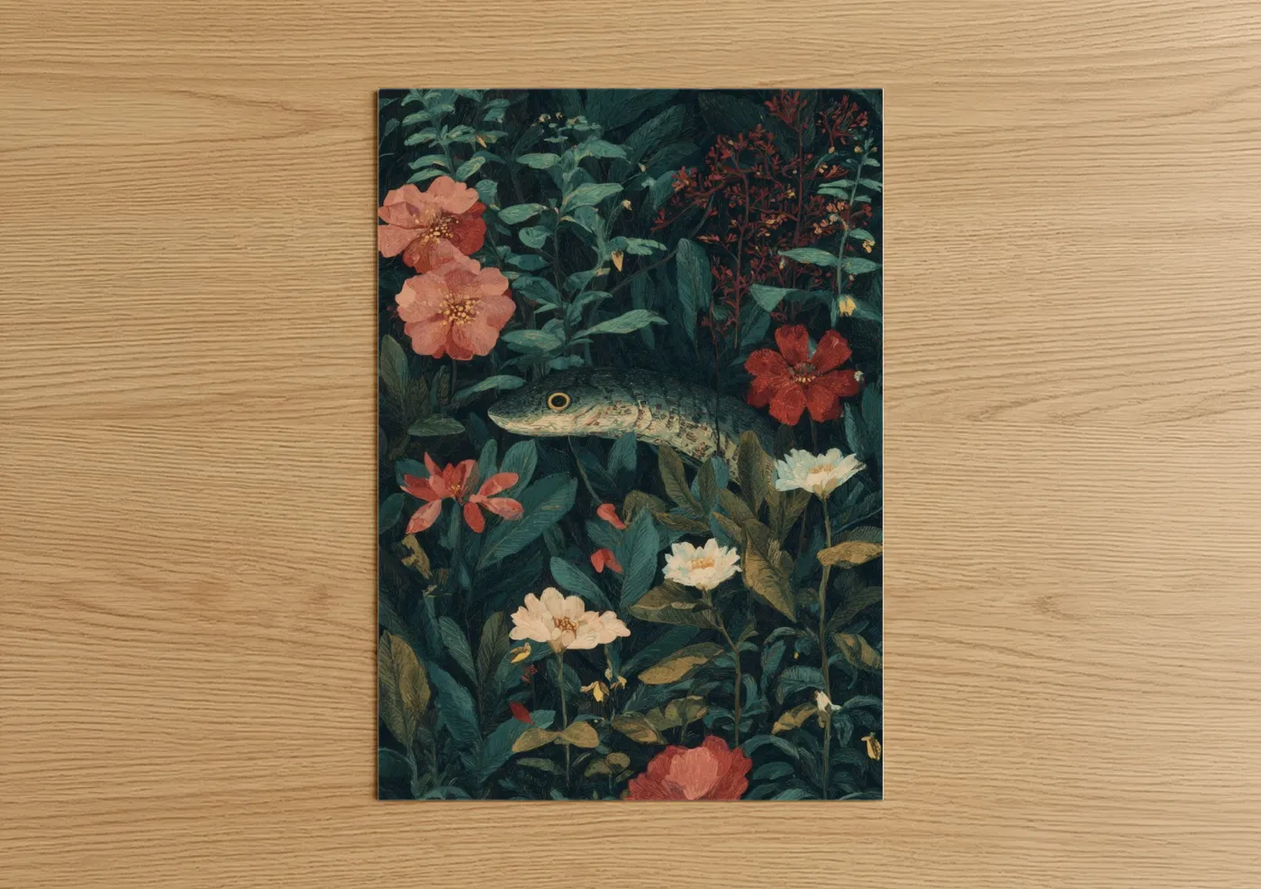 Garden Eel Among Flowers Botanical Wall Art