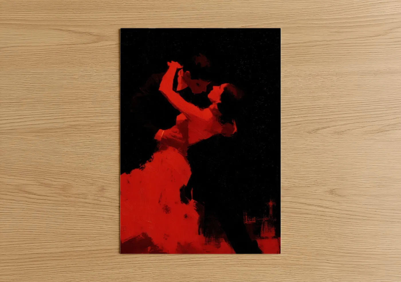Crimson Ballroom Dance Silhouette Wall Art