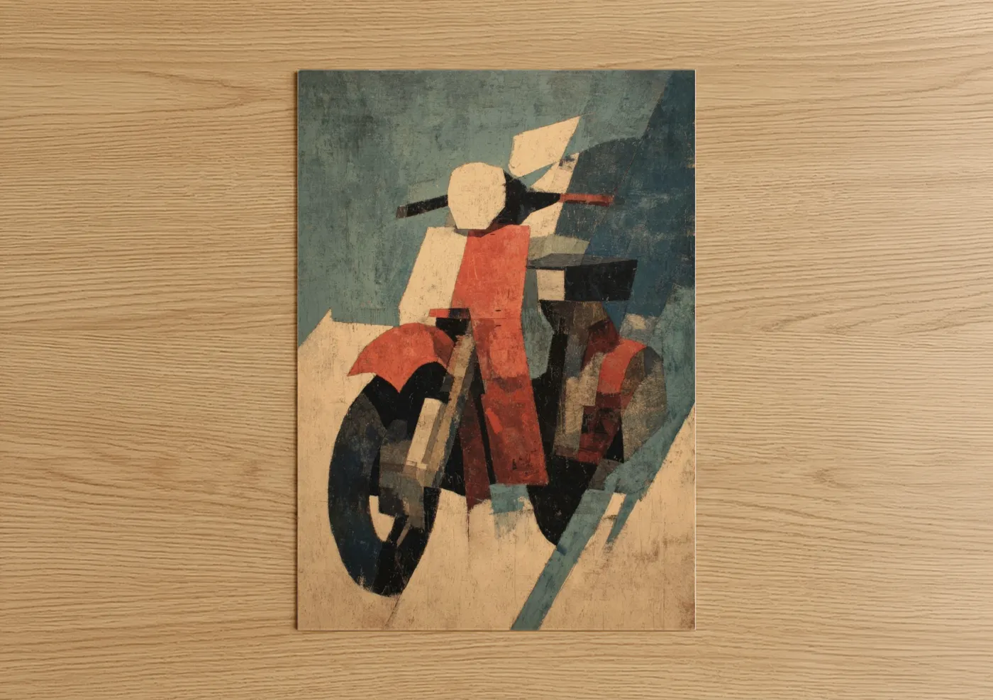Vintage Scooter Cubist Illustration Wall Art