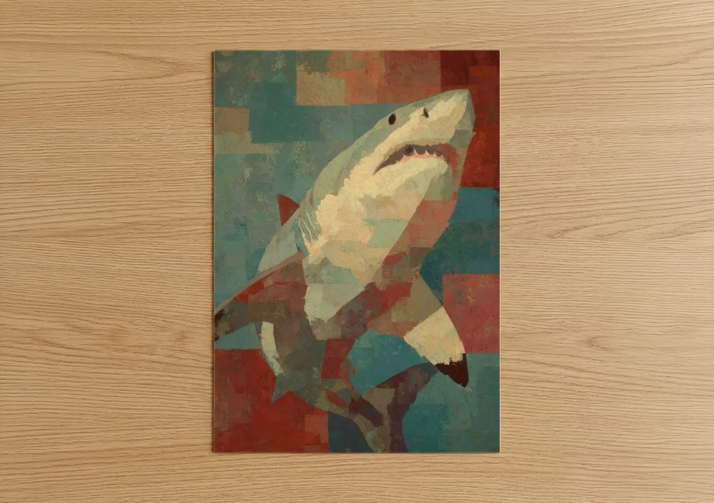 Abstract Great White Shark Geometric Wall Art