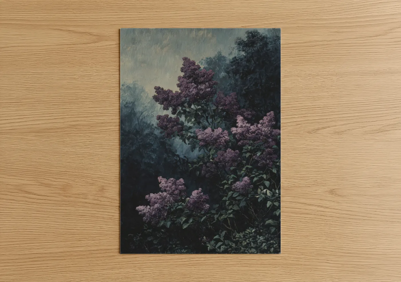 Moody Lilac Flowers Stormy Sky Wall Art