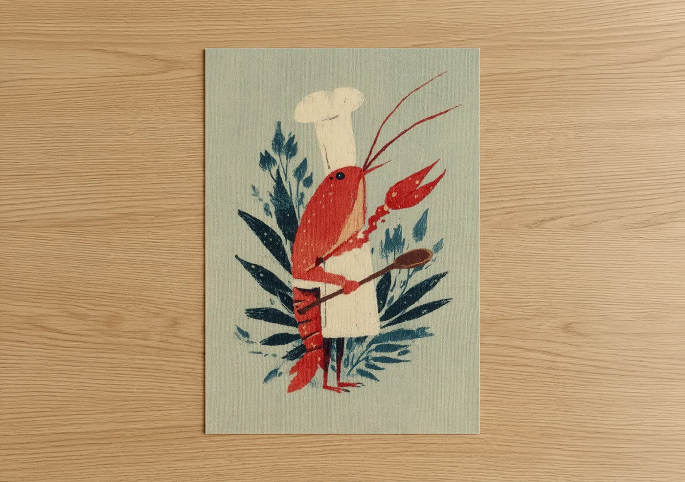 Red Crayfish Botanical Art Illustration Wall Art