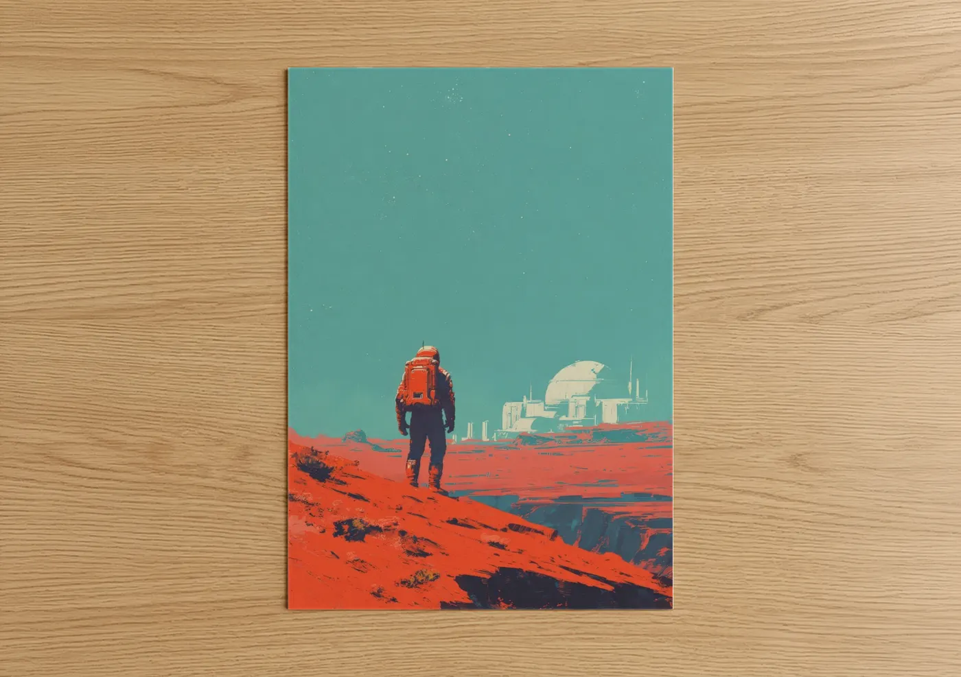 Astronaut Mars Exploration Retro Sci-Fi Wall Art