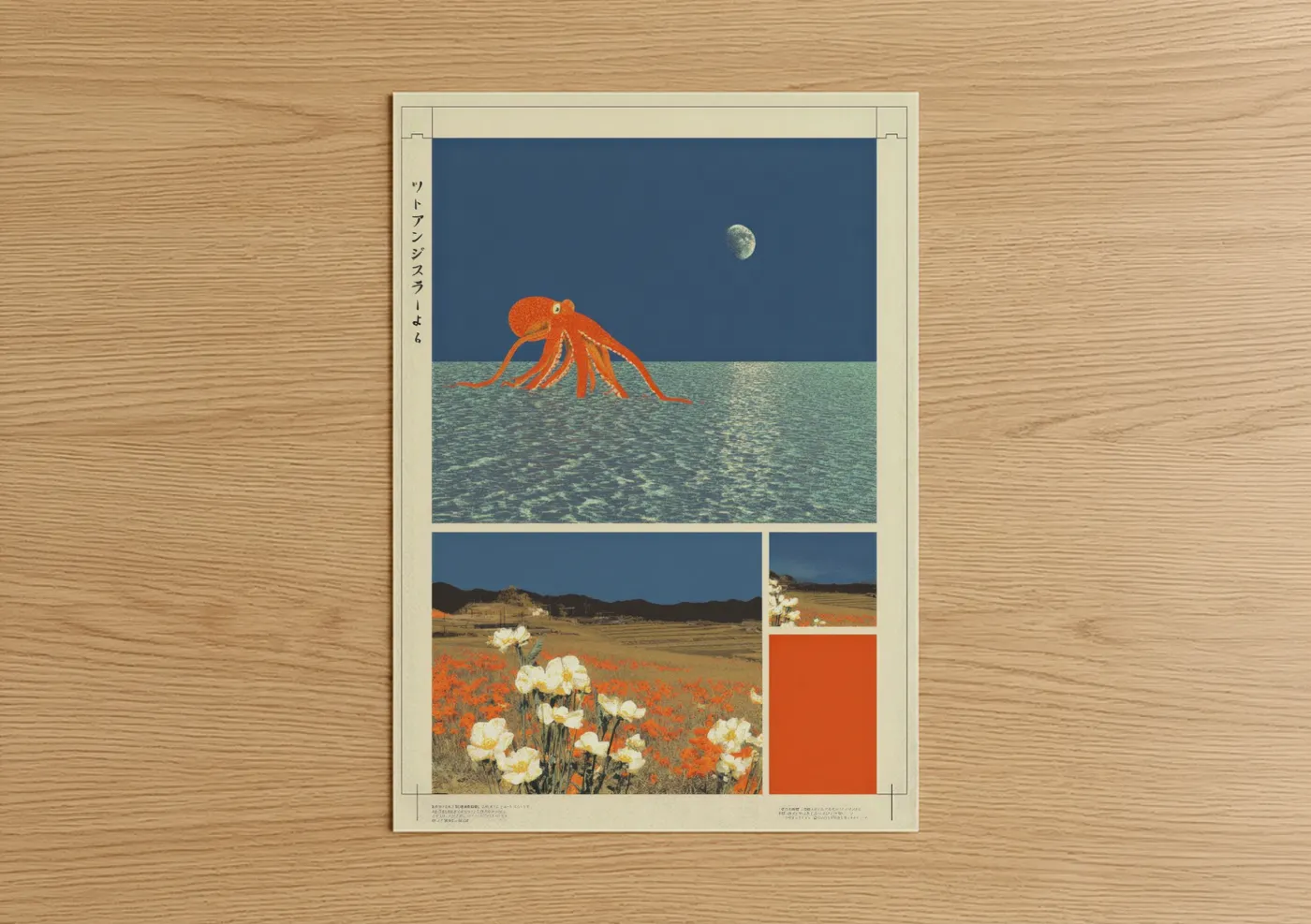 Moonlit Octopus Y2K Japanese Wall Art