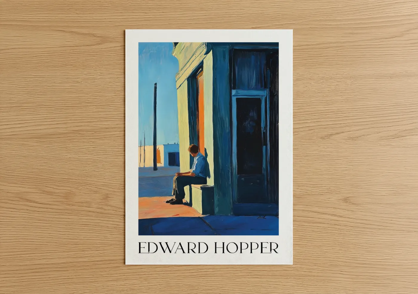 Edward Hopper solitary figure urban door Wall Art