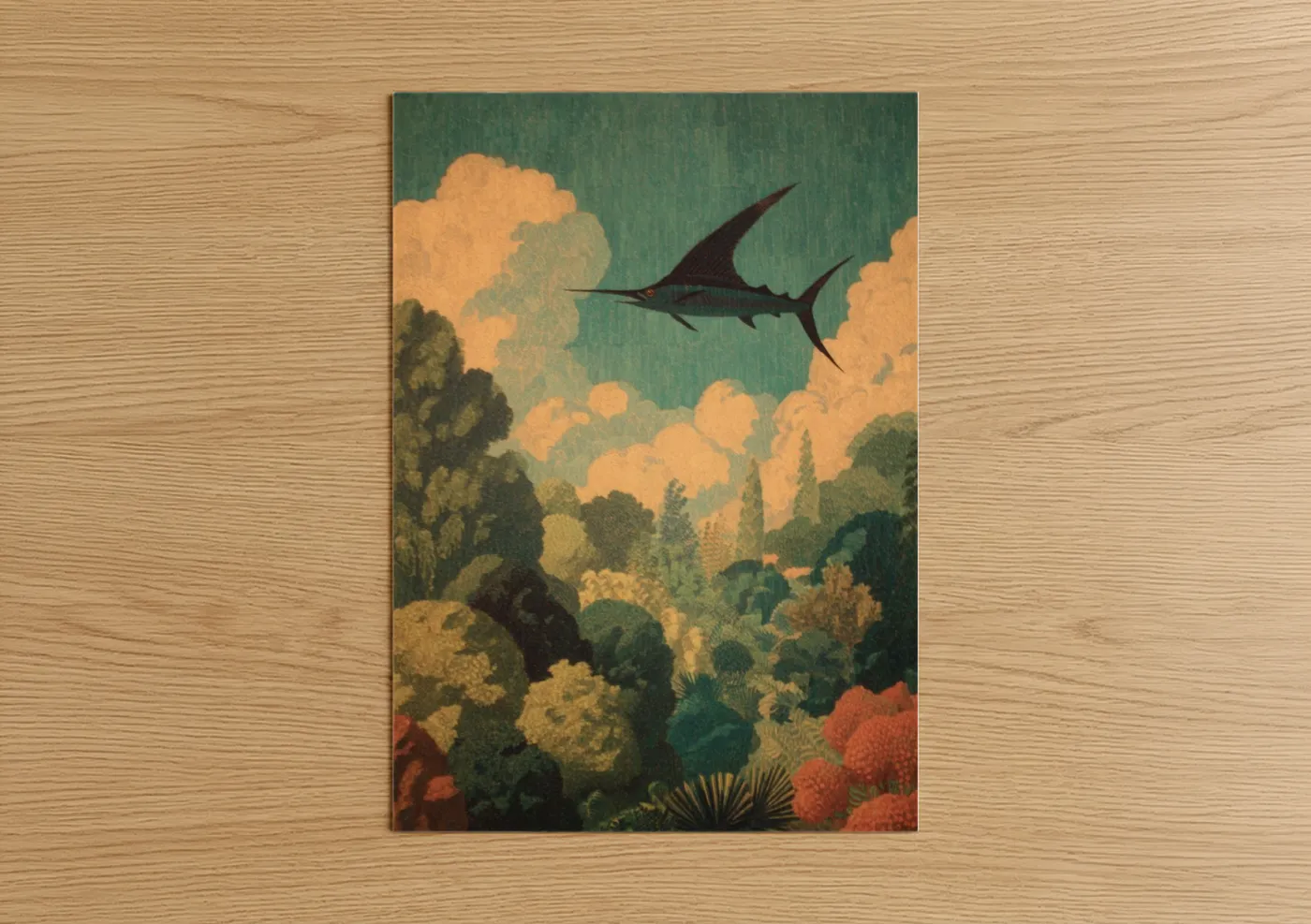 Soaring Marlin Vintage Ocean Art Wall Art