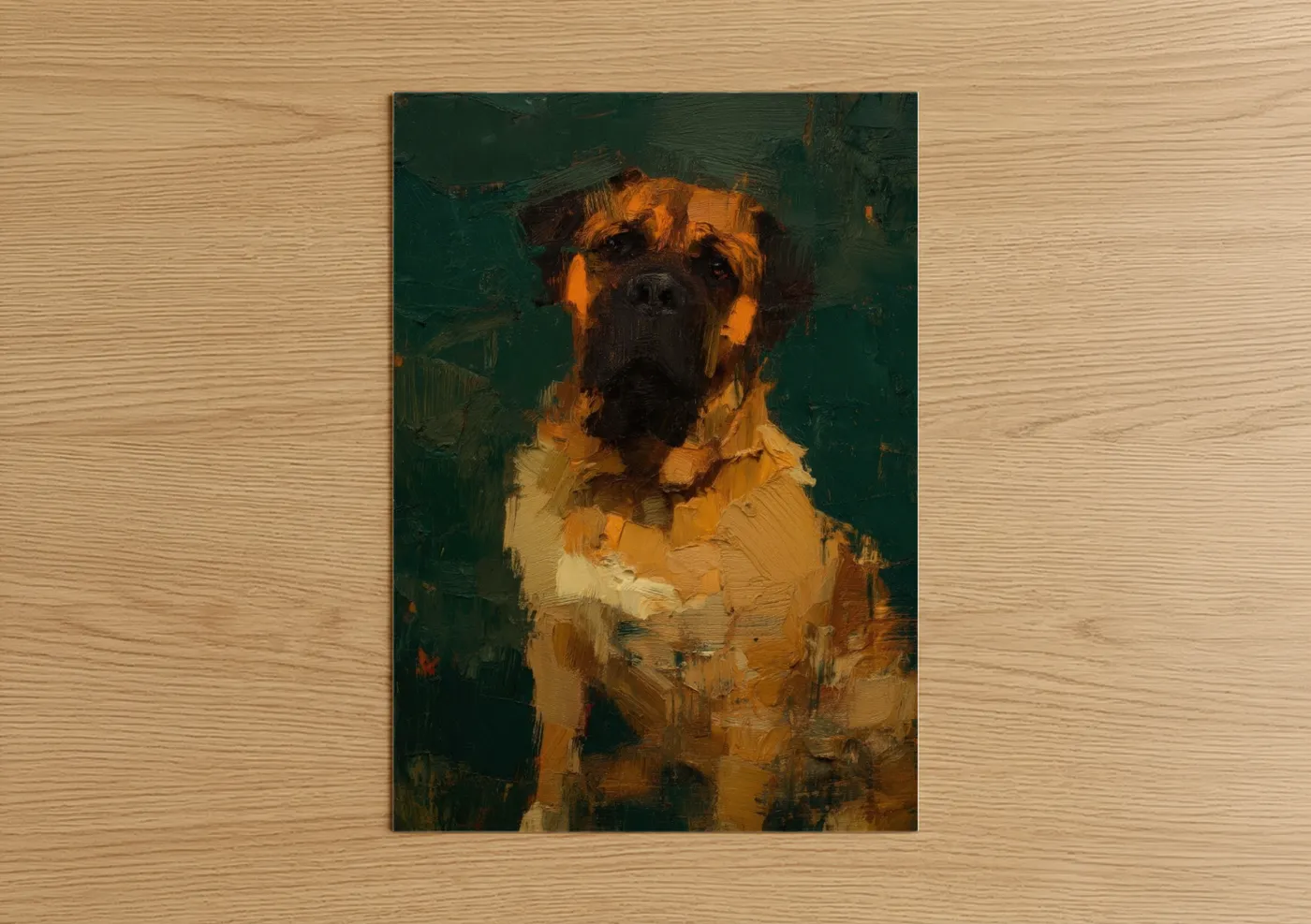 Golden Mastiff Portrait Oil Painting Wall Art