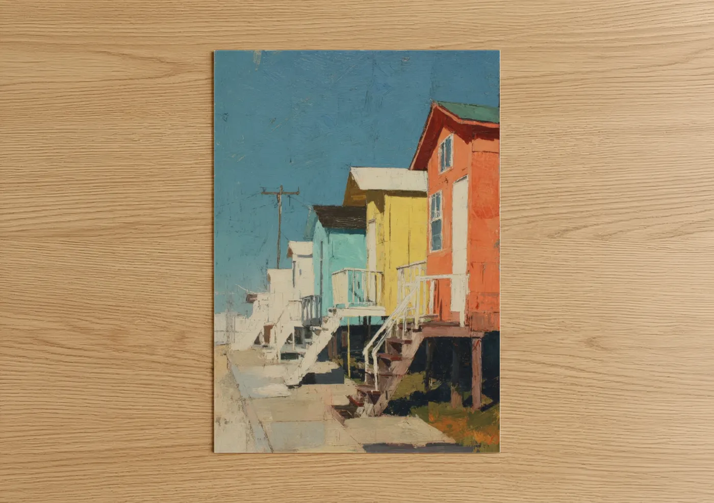 Colorful Beach Cottages Summer Wall Art