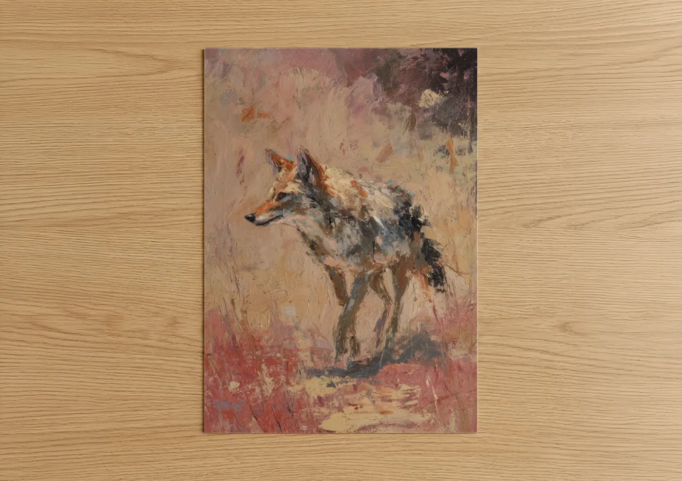 Desert Coyote Wildlife Expressionist Art Wall Art