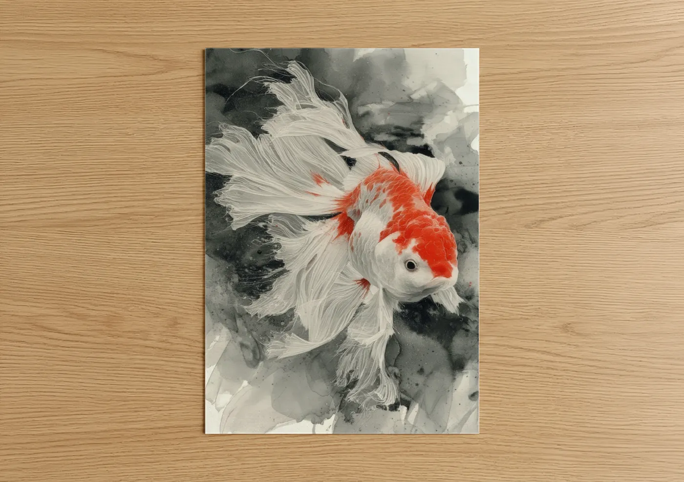 Red Fantail Goldfish Watercolor Wall Art