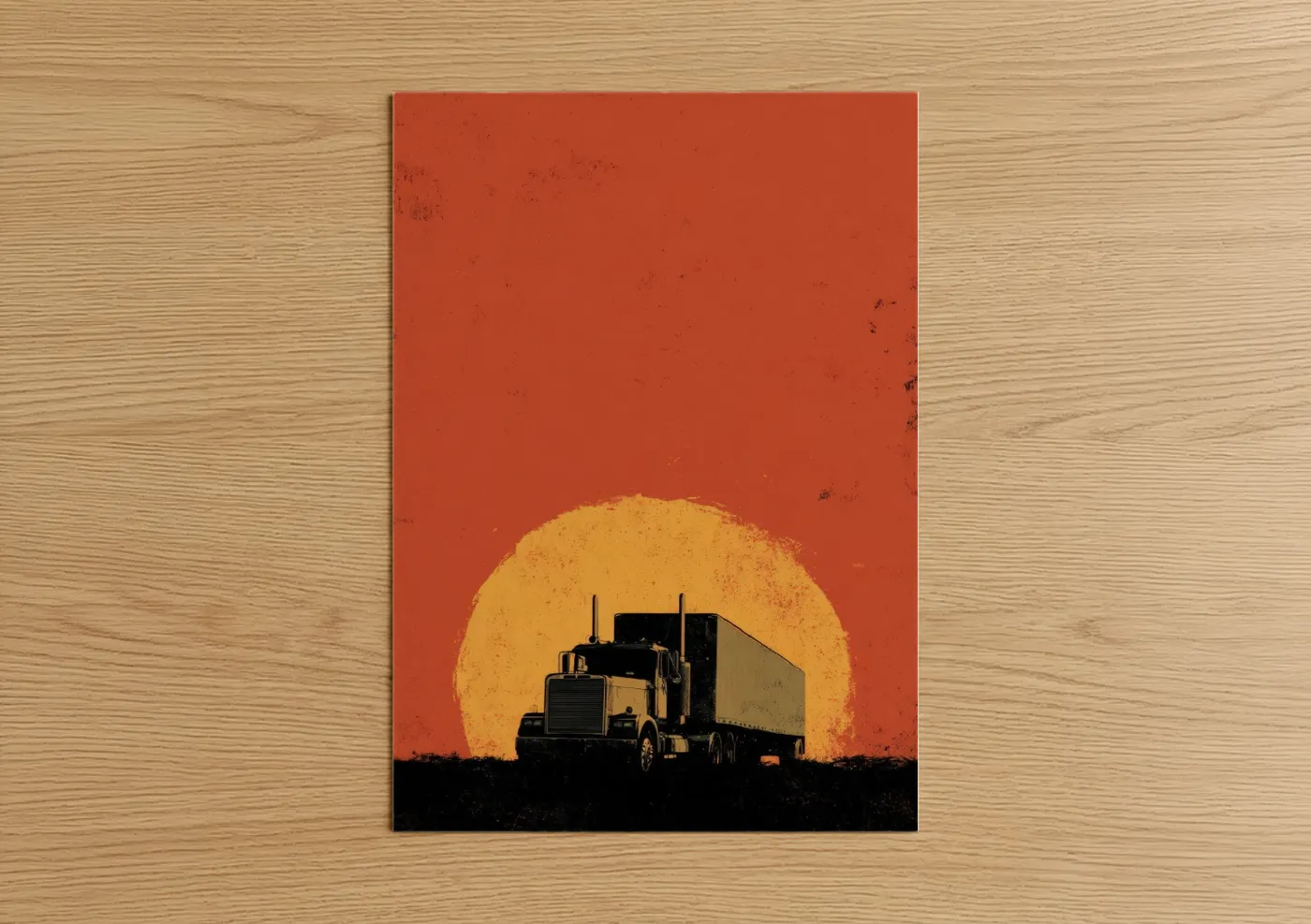 Vintage Truck Silhouette Sunset Wall Art