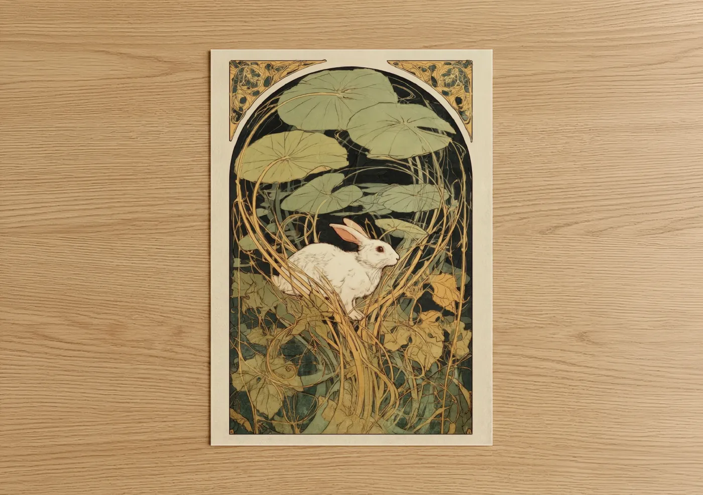 White Rabbit Garden Illustration Wall Art