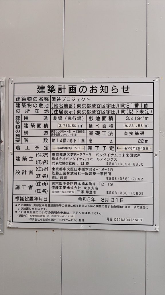 渋谷プロジェクト 建築看板写真(2025年1月21日撮影)