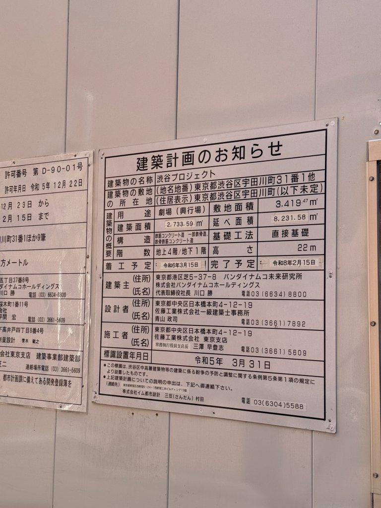 渋谷プロジェクト 建築看板写真（2025年3月1日撮影）