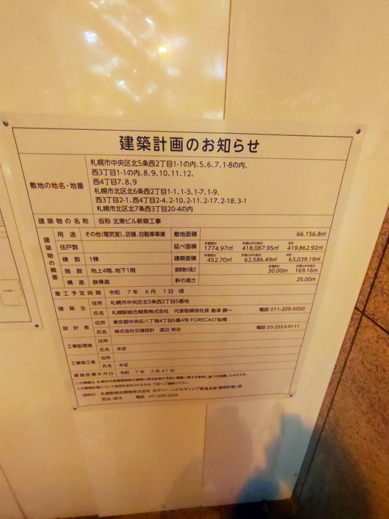 仮称 北東ビル新築工事 建築看板写真(2025年3月3日撮影)