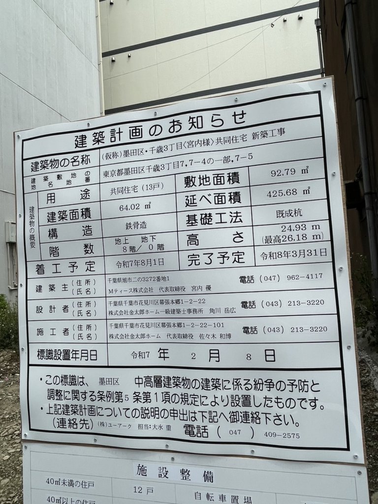 (仮称)墨田区・千歳3丁目(M様) 共同住宅新築工事