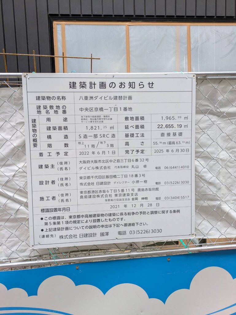 八重洲ダイビル建替計画 建築看板写真(2025年5月20日撮影)