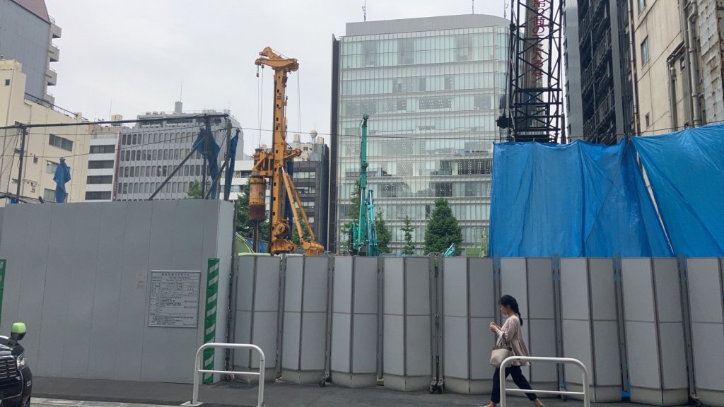(仮称)銀座7丁目昭和通り開発計画 新築工事現場の全景写真(2025年6月5日撮影)