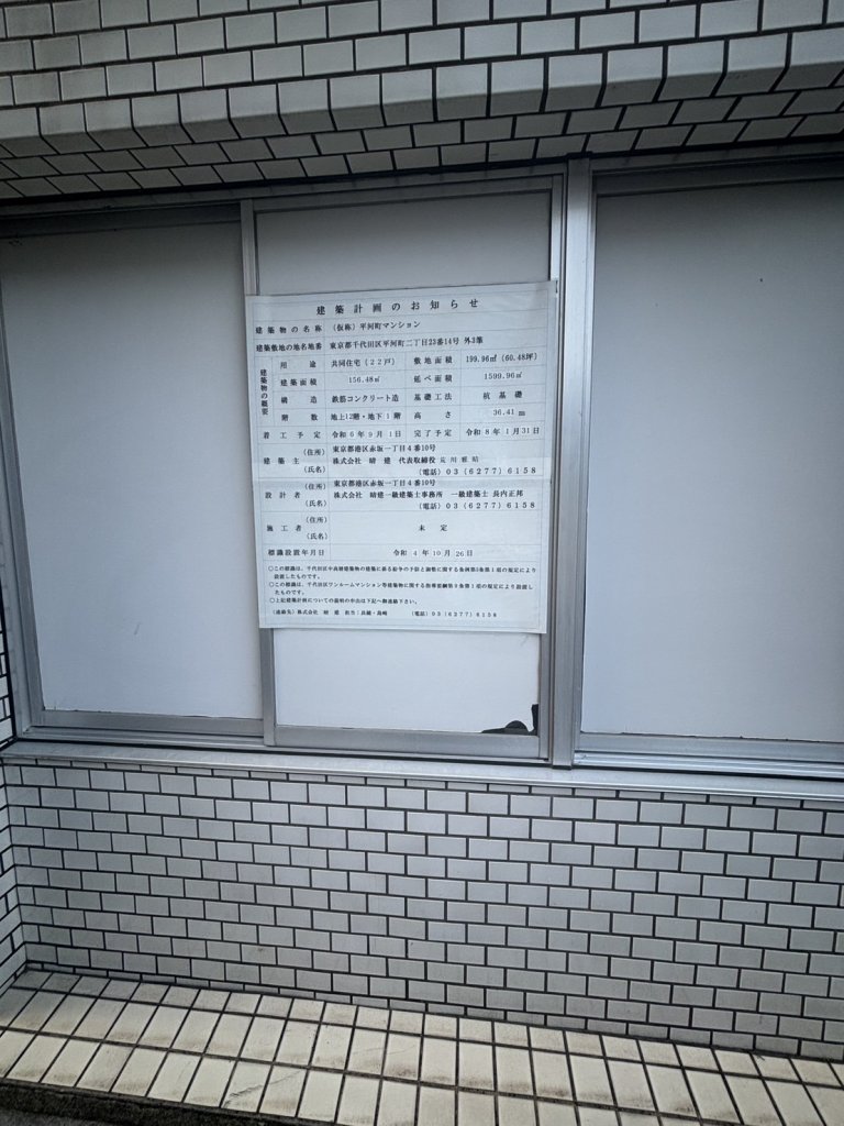 (仮称)平河町マンション 新築工事現場の全景写真(2025年6月21日撮影)