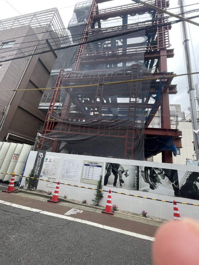 有限会社一先様 店舗新築工事 新築工事現場の全景写真(2025年7月12日撮影)
