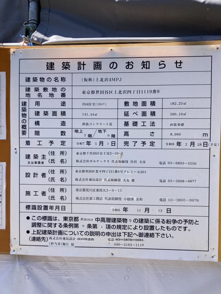 仮称)上北沢4MPJの建築計画を公開中｜世田谷区で進む注目の新築