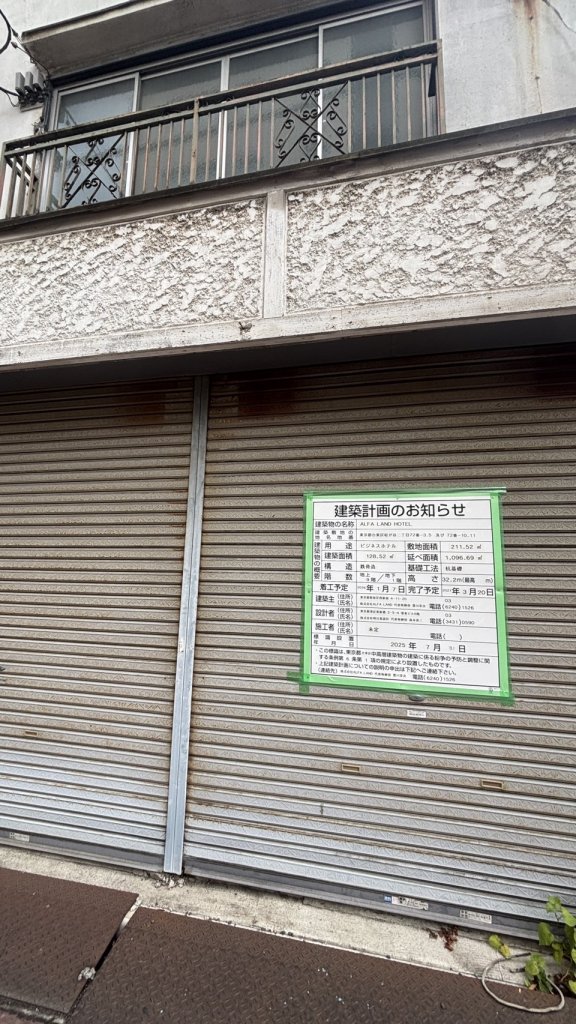 ALFA LAND HOTEL 新築工事現場の全景写真（2025年9月22日撮影）