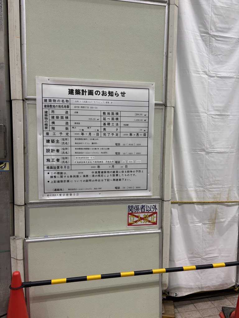 (仮称)A・G武蔵小山3丁目プロジェクト新築工事 新築工事現場の全景写真(2025年10月13日撮影)