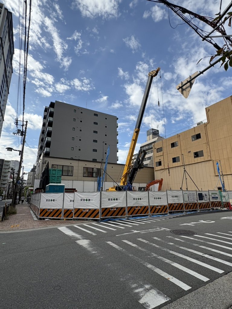 (仮称）大阪市西区京町堀二丁目計画新築工事 新築工事現場の全景写真（2025年11月21日撮影）